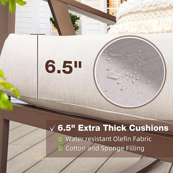 Patio Porch Furniture Set, Outdoor Rocking Chairs Set of 2 - Image 4