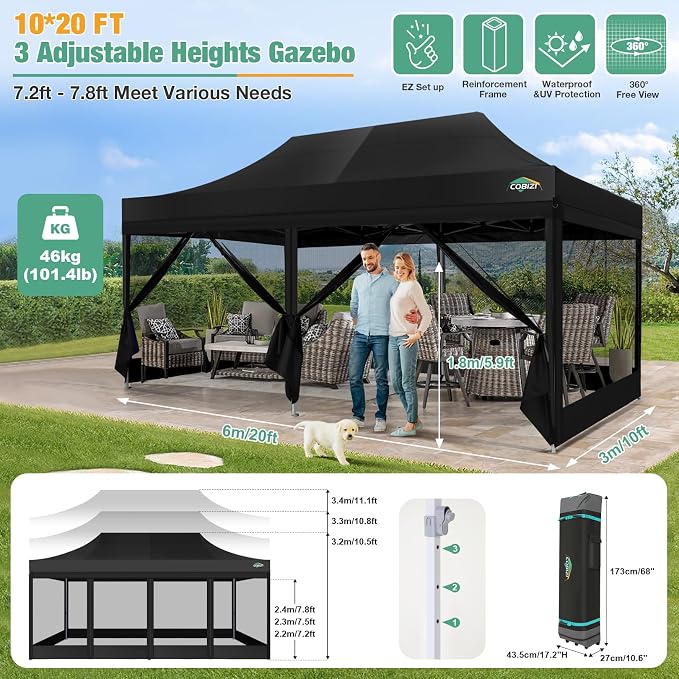 COBIZI 10x20 Canopy Tent, Heavy Duty Pop up Canopy - Image 4