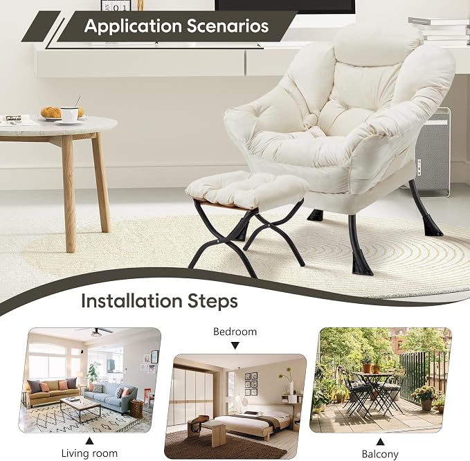 Lazy Chair with Folding Ottoman Modern Large Accent Chair, Contemporary Lounge - Image 5