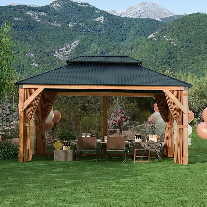 GarveeLife Hardtop Wood Gazebo 10 ft x12 ft by GarveeLife