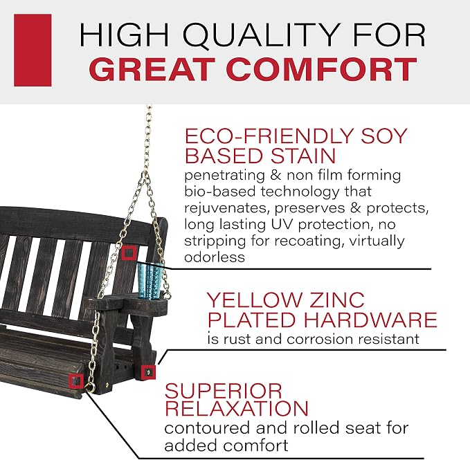 Amish Casual Heavy Duty 800 Lb Mission Treated Porch Swing - Image 3