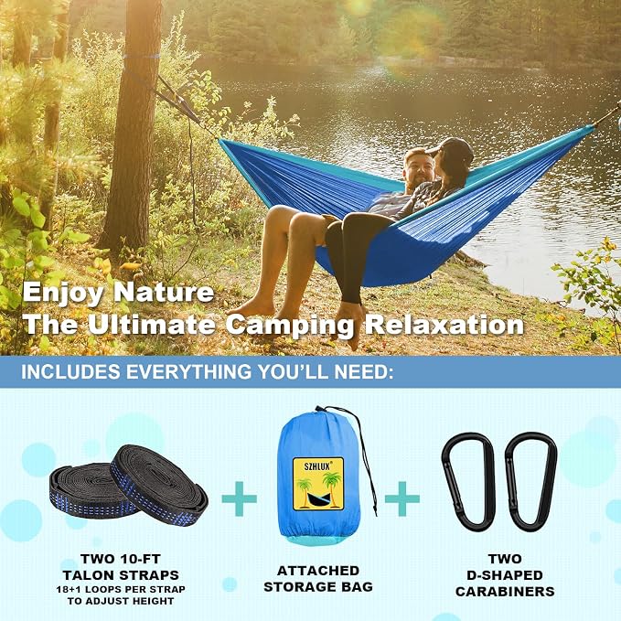 SZHLUX Camping Hammock Double & Single Portable Hammocks - Image 3