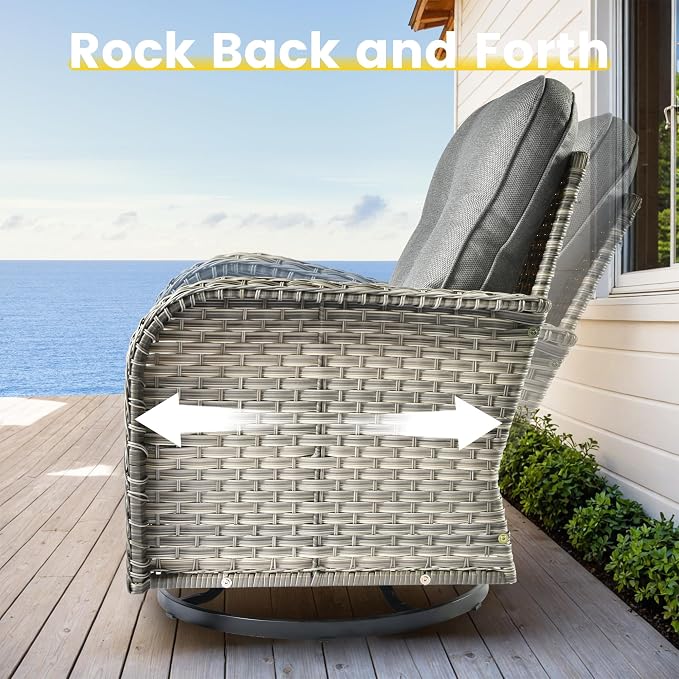 Outdoor Sectional Patio Furniture Set, 8 Pieces Wicker Conversation Sets L - Image 5