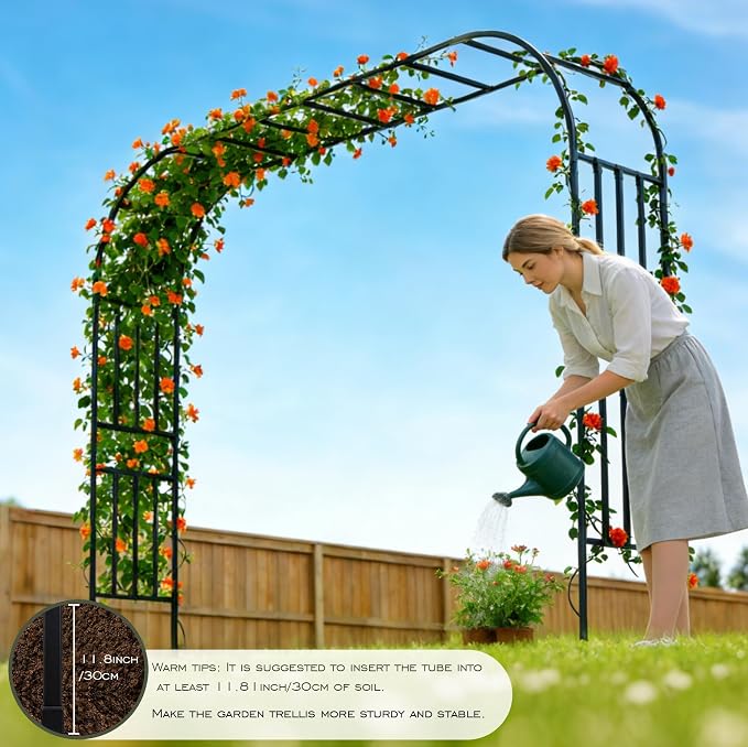 Square Tube Garden Arch Trellis, 10.5FT x 8FT Metal Arbor, Outdoor Trellis - Image 7
