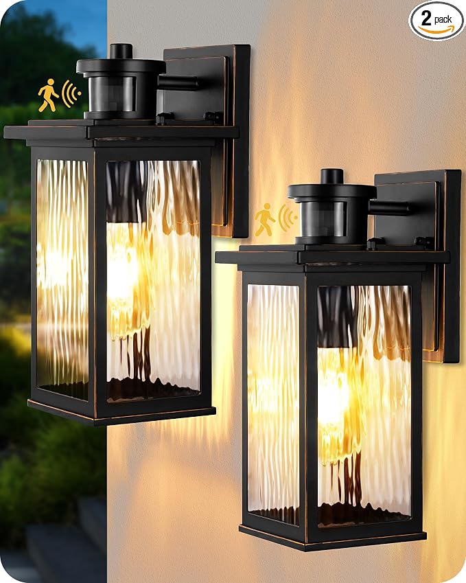 EDISHINE Motion Sensor Outdoor Light Fixtures Wall Mount, Dusk to Dawn Front by EDISHINE