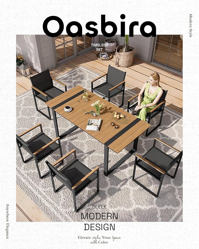 Outdoor Dining Table for 6, HDPS+ Aluminum Patio Dning Table - Image 6