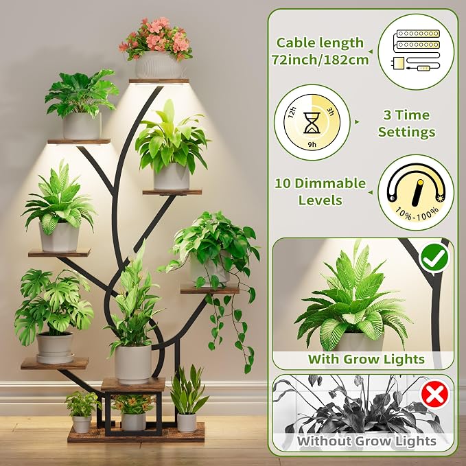 Plant Stand Indoor with Grow Lights - Image 3