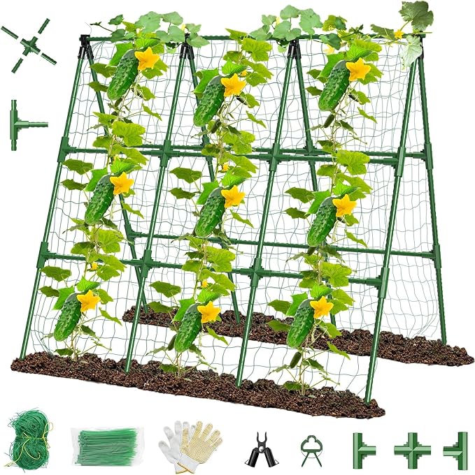 51" x 53" Cucumber Trellis for Raised Bed, A-Frame Garden Trellis for Climbing by MQHUAYU