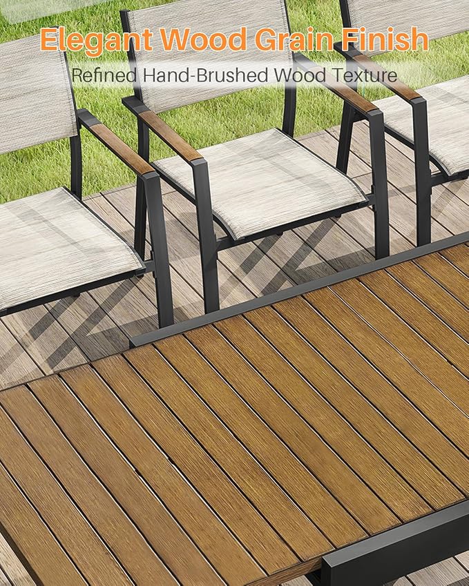 Expandable Patio Dining Table, Never-Rust Aluminum Extendable Outdoor Dining - Image 7