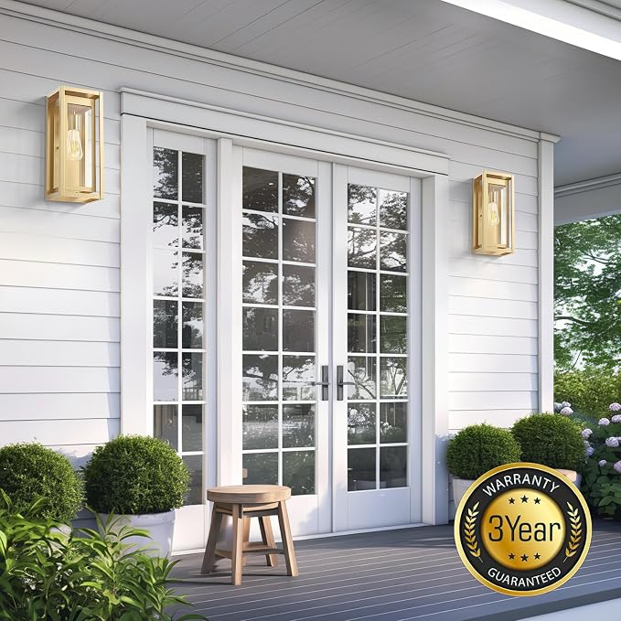 15" Large Gold Outdoor Light Fixture Wall Mount, 2 Pack Waterproof Outdoor - Image 6