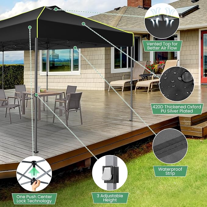 COBIZI 10x30 Pop Up Canopy Tent Without Removable Sidewalls, One Push Party - Image 4