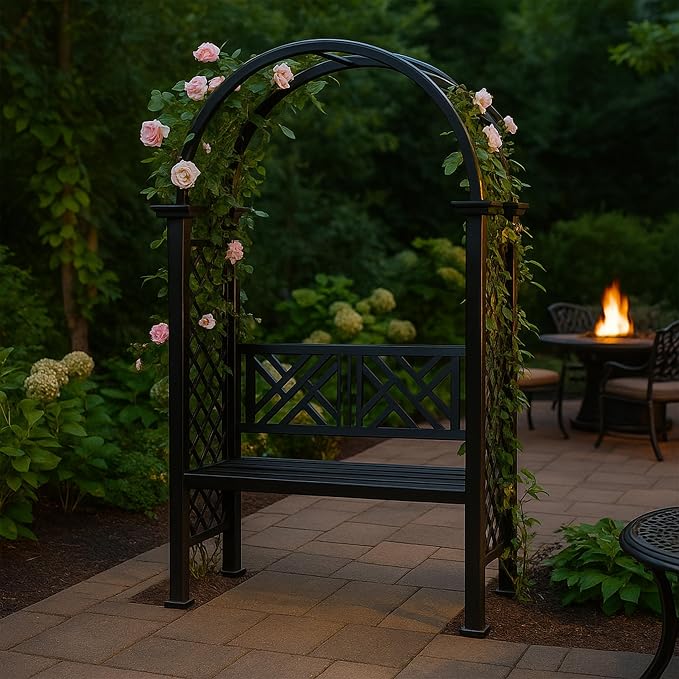 Oakland Living Black Aluminum Garden Arbor Arch - Image 2