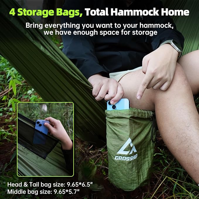 Camping Hammock with Mosquito Net – Portable Parachute Nylon Backpacking - Image 3