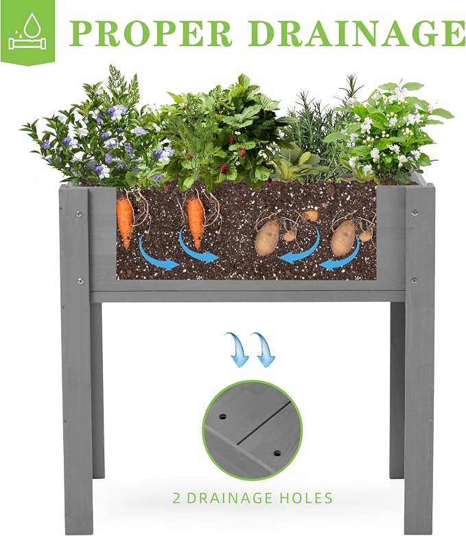 Raised Garden Bed with Legs, Outdoor Wood Elevated Planter Box, Thick Legs - Image 6