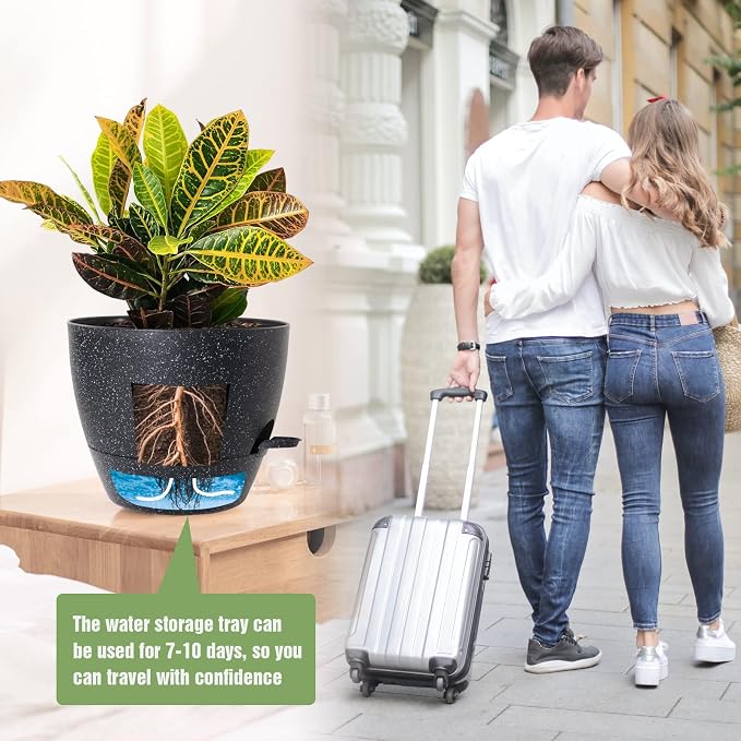 Large Self Watering Pots, 12/10/9 Plastic Planters - Image 6