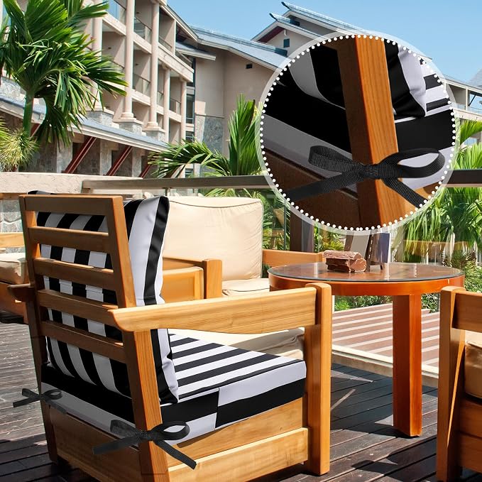 Hoteam 6 Set Outdoor Chair Cushions 20 x 20 Inch Patio Cushions Deep Seat - Image 6
