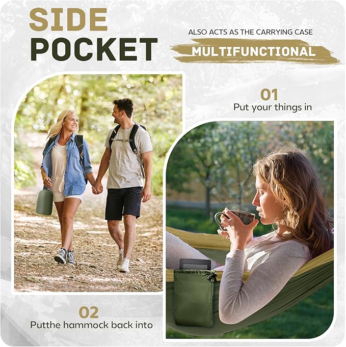 Camping Hammock Lightweight, Portable Hammocks Parachute Hammock - Image 5
