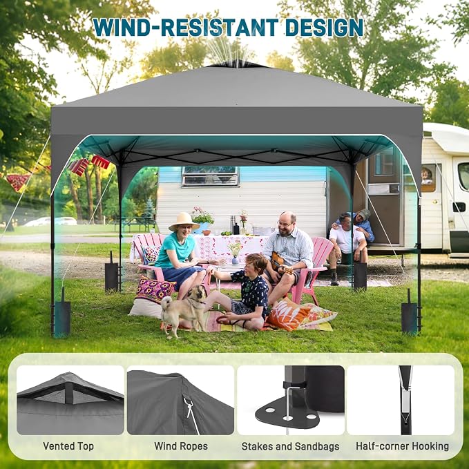 10x10FT Canopy Tent, 1-Button Push Instant Pop Up Canopy - Image 4