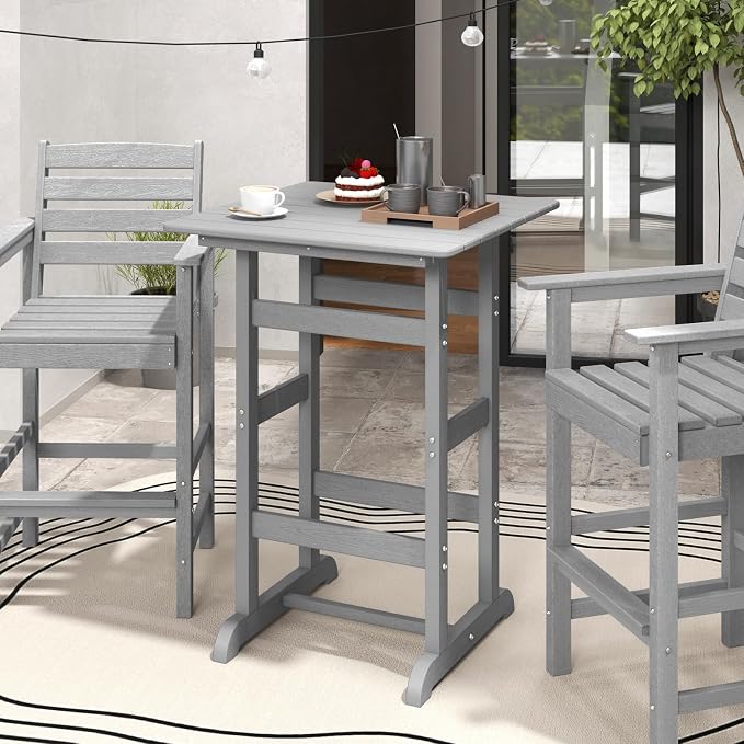 Giantex 42" Height Outdoor Tall Bar Table, HDPE Square Pub Tables - Image 2