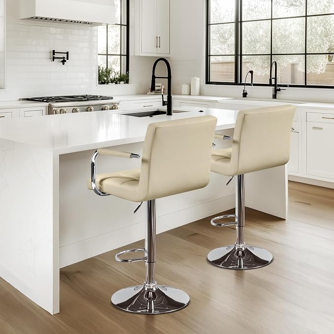 Yaheetech Bar Stools Set of 2, PU Leather Adjustable Swivel Barstools, - Image 4