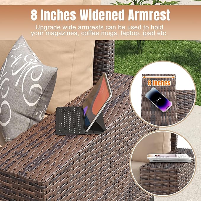Aoxun 12 Pieces Patio Furniture Set Wicker Rattan Outdoor Sectional - Image 3