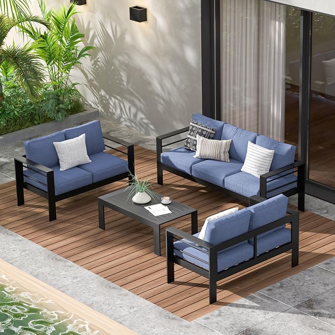 Wisteria Lane Aluminum Outdoor Patio Furniture Set, Modern Patio Conversation by WisteriaLane