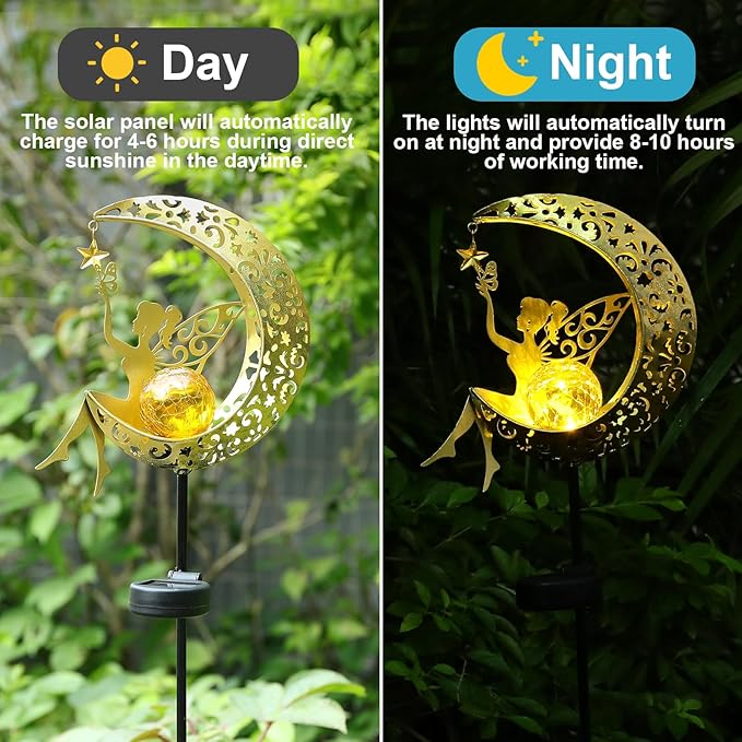 ZKLiLi Solar Lights Garden Decorations, Moon Fairy Light, Solar Statues Outdoor - Image 3