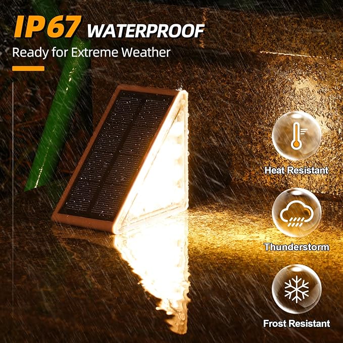 NIORSUN Outdoor Stair Lights 8 Pack, Solar Step Lights IP67 Waterproof - Image 6