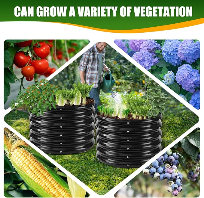 17" Tall Elevated Round Metal Rised Garden Bed- 2'x2' in Size and 0.8MM Thick - Image 5