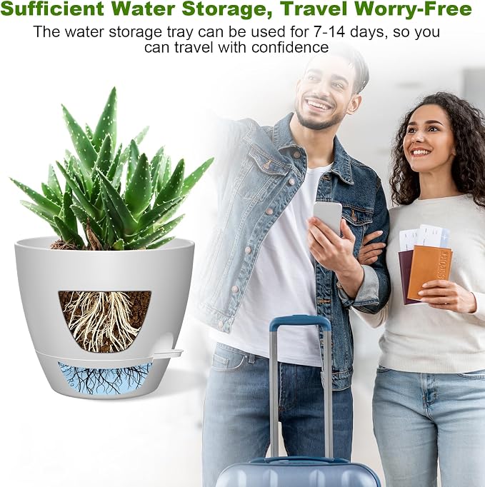 12 Inch Large Self Watering Pots, Flower Pots - Image 5