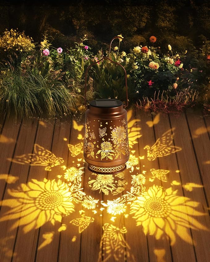 2 Pack Sunflower Solar Lanterns Outdoor Waterproof, Garden Decor Birthday Gifts - Image 3