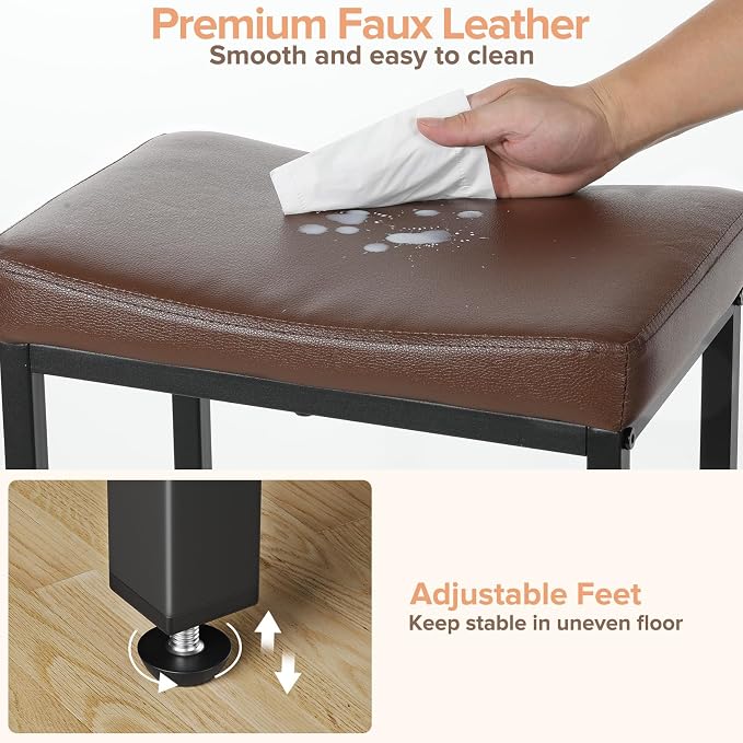 24 Inch Counter Height Bar Stools Set of 3, Compact Counter Stools - Image 4