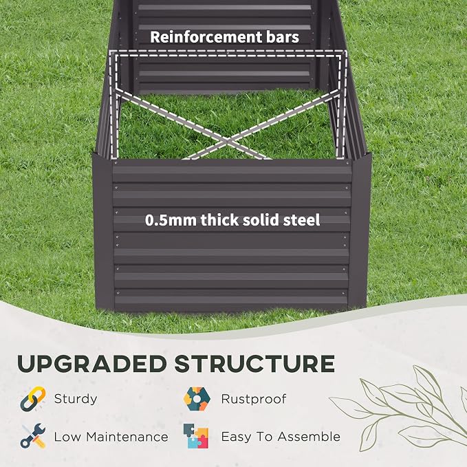 Outsunny Galvanized Raised Garden Bed Kit - Image 4