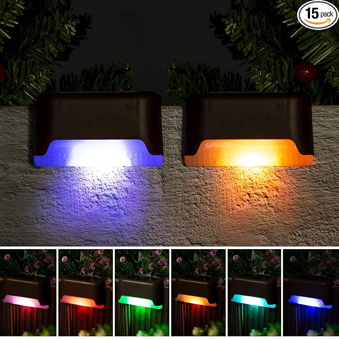 pearlstar 16 Pack Color Changing Solar Deck Lights, Solar Pool Side Lights by pearlstar