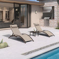 PURPLE LEAF Outdoor Chaise Lounge Chair Set of 3 Patio Pool Lounger Bronze by PURPLELEAF
