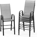 VINGLI Set of 4 Stackable Outdoor Bar Stools – Sling Chairs by VINGLI