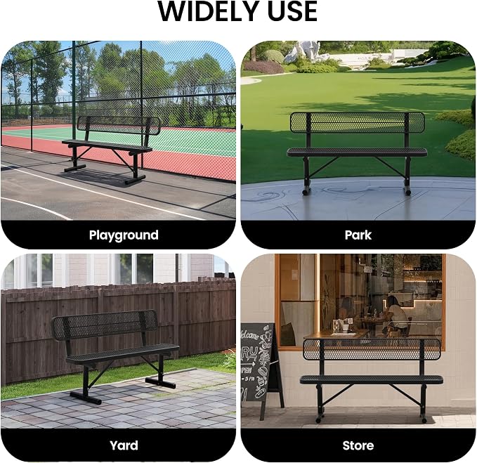 6 Feet Heavy Duty Metal Park Bench - Image 8
