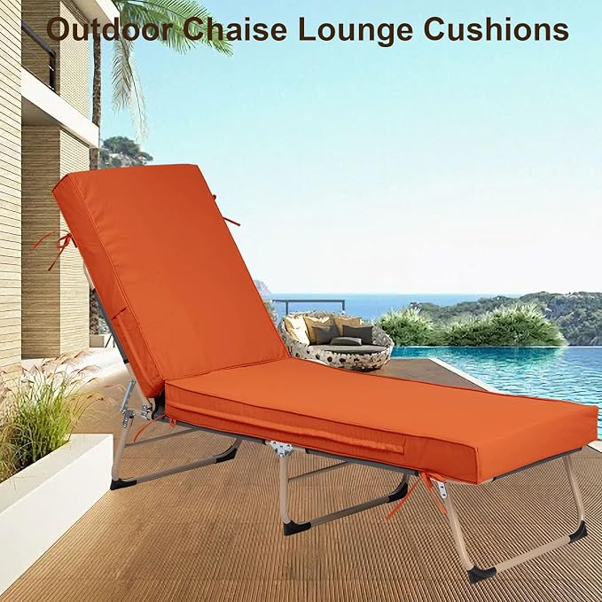 Outdoor Chaise Lounge Cushion, 4 Inch Thick Waterproof Fade Resistant Patio - Image 6