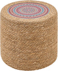 Wimarsbon 18'' Ottoman Pouf, Natural Braided Poof, Rustic Handweave Lounge by Wimarsbon