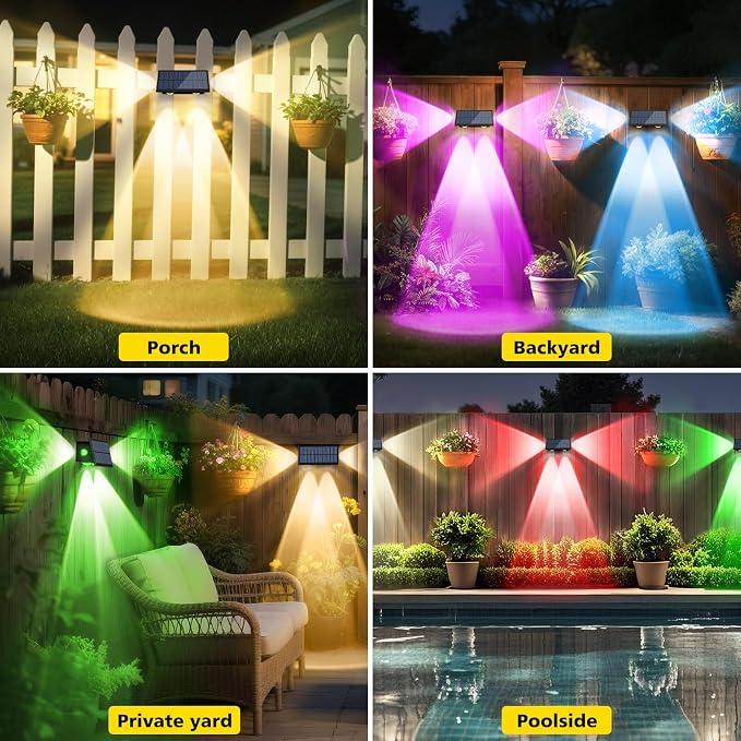 T-SUN Solar Fence Lights Outdoor, 4 Pack Waterproof Fence Lights Solar Powered - Image 6