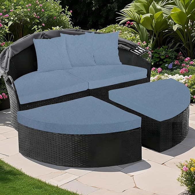 66" Round Daybed Cushion Cover & 3 Pillow Covers Set - Image 5