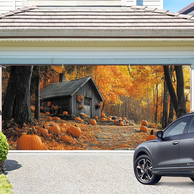 ANNA QUEEN Autumn Pumpkin Garage Door Banner 6 x 13FT, Fall Harvest, Outdoor - Image 2