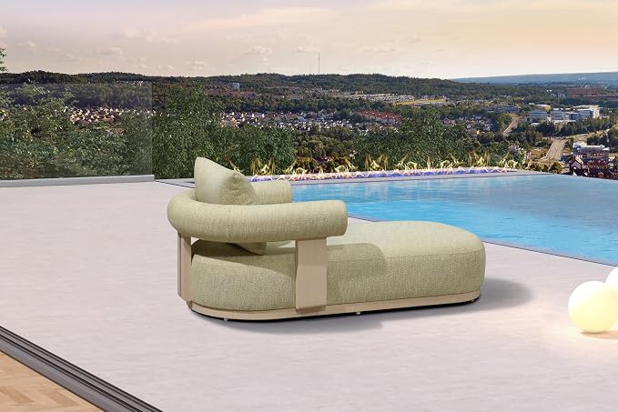 PURPLE LEAF Outdoor Chaise Lounge 1 Piece Chair Modern Aluminum Lounger Daybed - Image 3