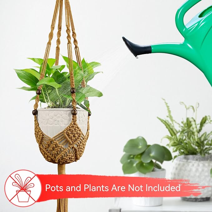 USLAI Macrame Plant Hanger Indoor Outdoor, Fits 3 to 6.5 inch Pots, Hanging - Image 7