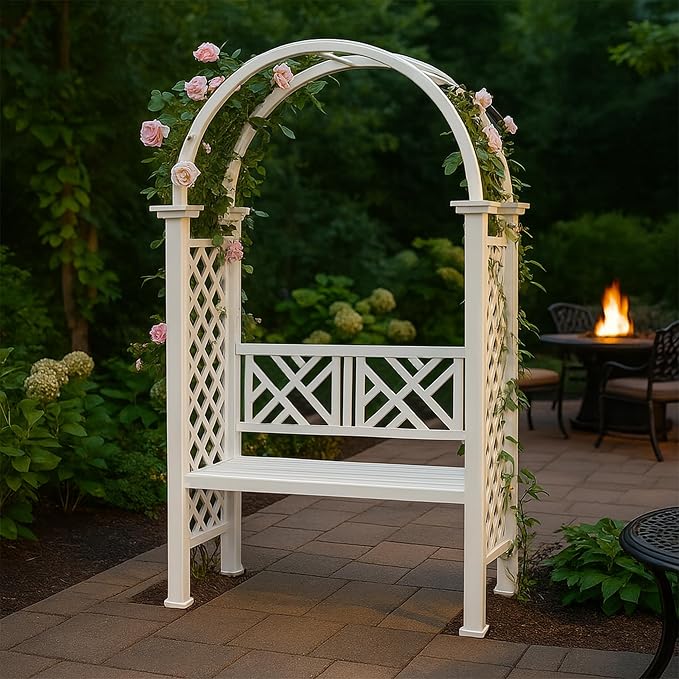 Oakland Living White Aluminum Garden Arbor Arch - Image 2