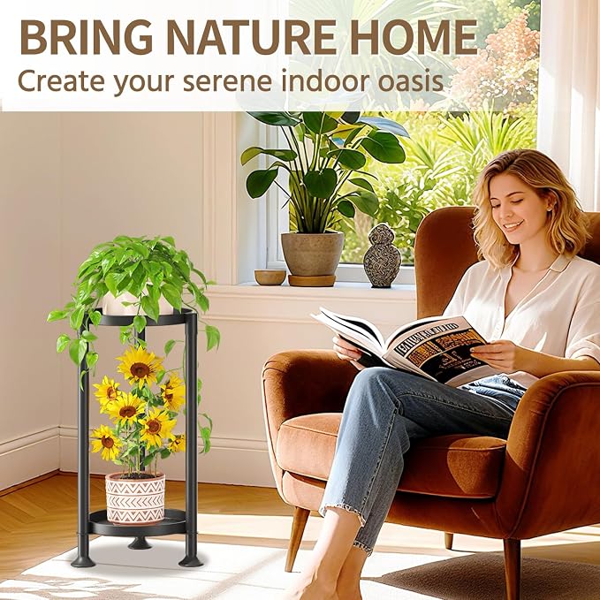 LASZOLA 2 Tier Black Corner Plant Stand Indoor - Image 8
