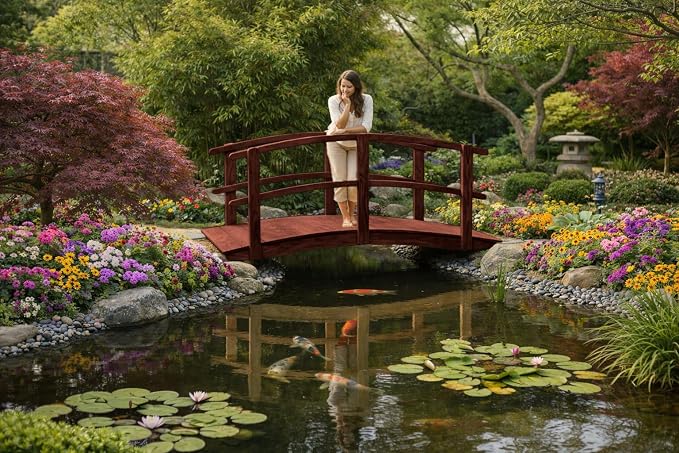 6 FT MAHOGANY Amish Made Garden Bridge - Image 7