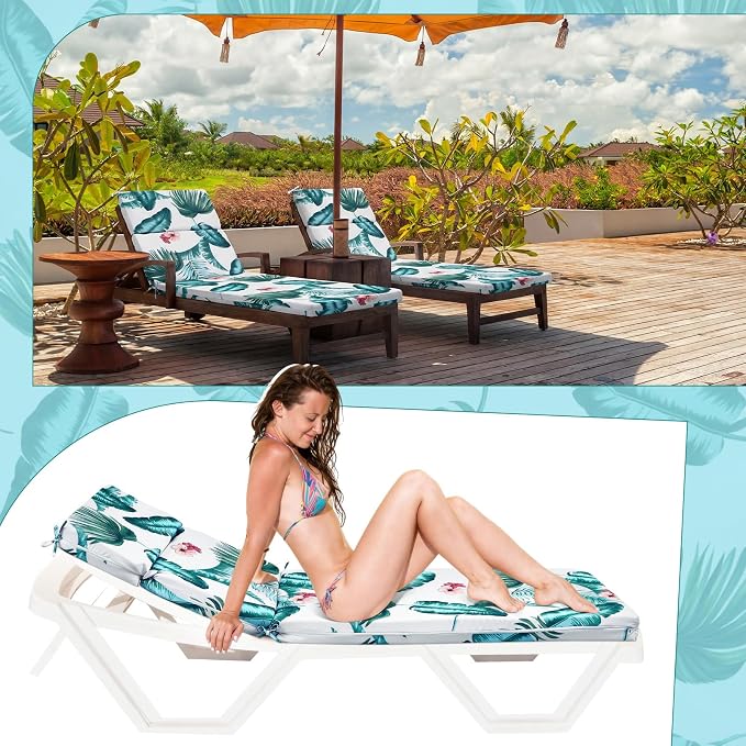 2 Pcs Indoor Outdoor Chaise Lounge Cushions 72 x 22 Inches Sponge Bench Outdoor - Image 6