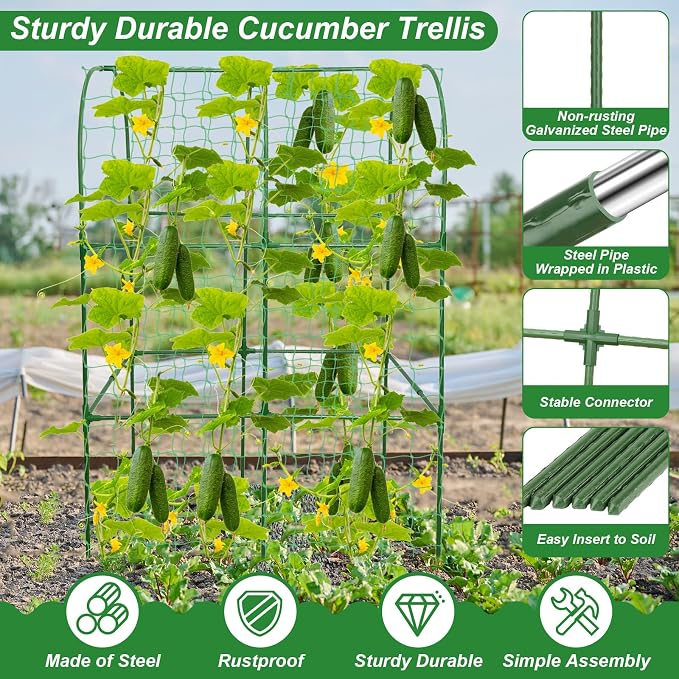 Cucumber Trellis for Raised Bed 50 x 34 Inch U-Shape Garden Trellis for - Image 2