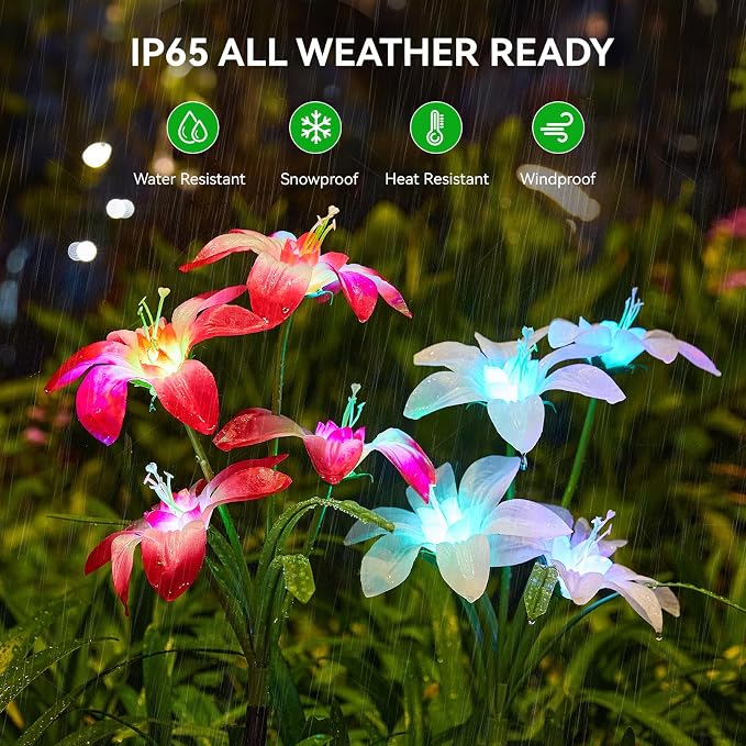 WdtPro Solar Lights Outdoor Waterproof Clearance, 8 Pack RGB Solar Garden Lights - Image 4
